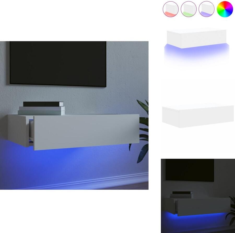 VidaXL Tv-meubel Tv-meubelen Tv Kast Opbergkast Tv-meubel met LED-verlichting 60x35x15 5 cm wit