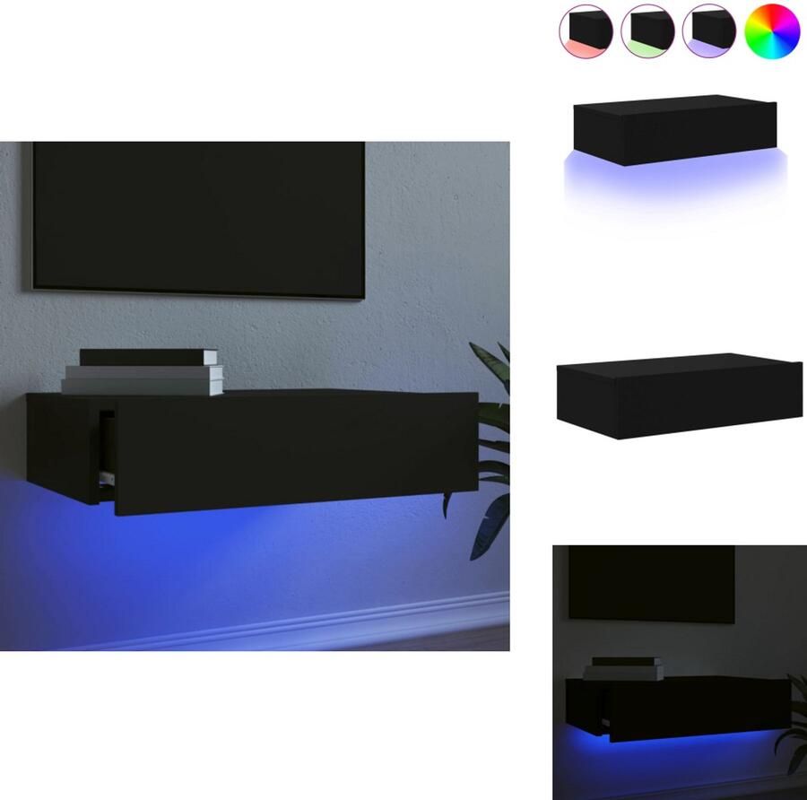 VidaXL Tv-meubel Tv-meubelen Tv Kast Opbergkast Tv-meubel met LED-verlichting 60x35x15 5 cm zwart