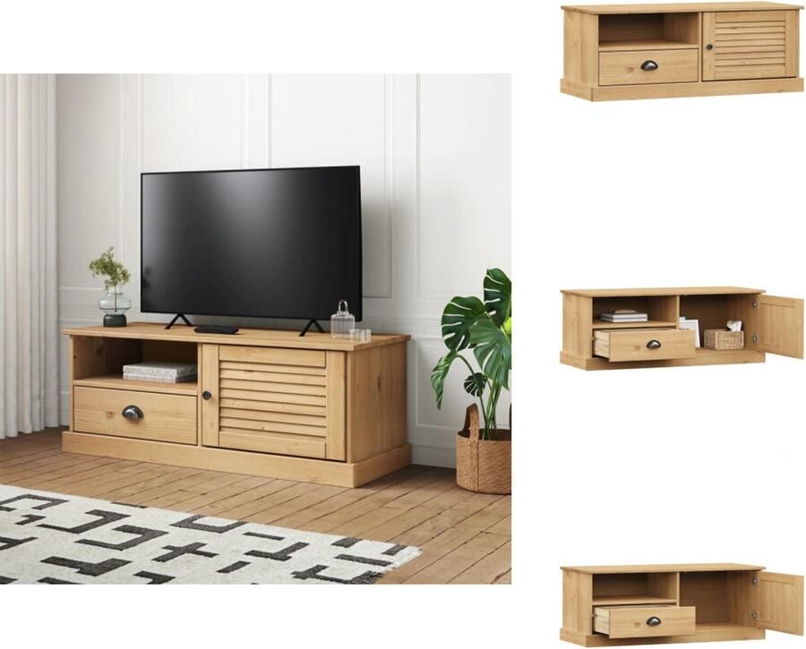 VidaXL Tv-meubel Tv-meubelen Tv Kast Opbergkast Tv-meubel VIGO 106x40x40 cm massief grenenhout