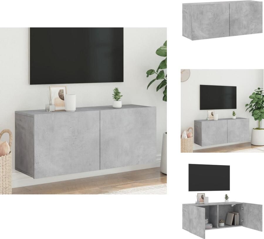 VidaXL Tv-meubel Tv-meubelen Tv Kast Opbergkast Tv-meubel wandgemonteerd 100x30x41 cm betongrijs