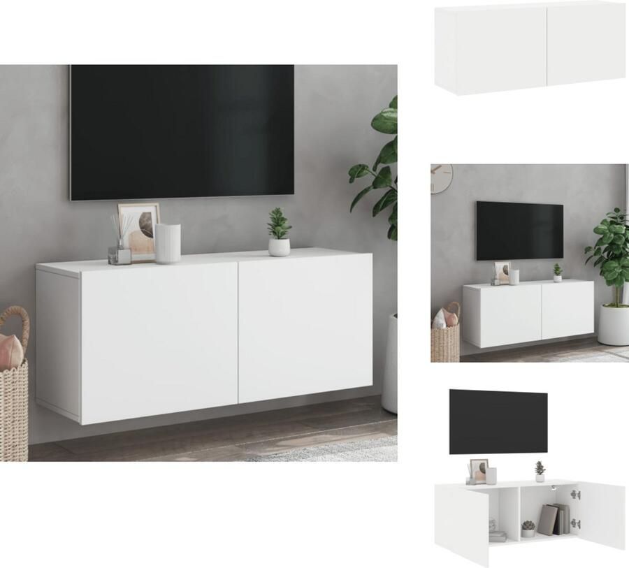 VidaXL Tv-meubel Tv-meubelen Tv Kast Opbergkast Tv-meubel wandgemonteerd 100x30x41 cm wit