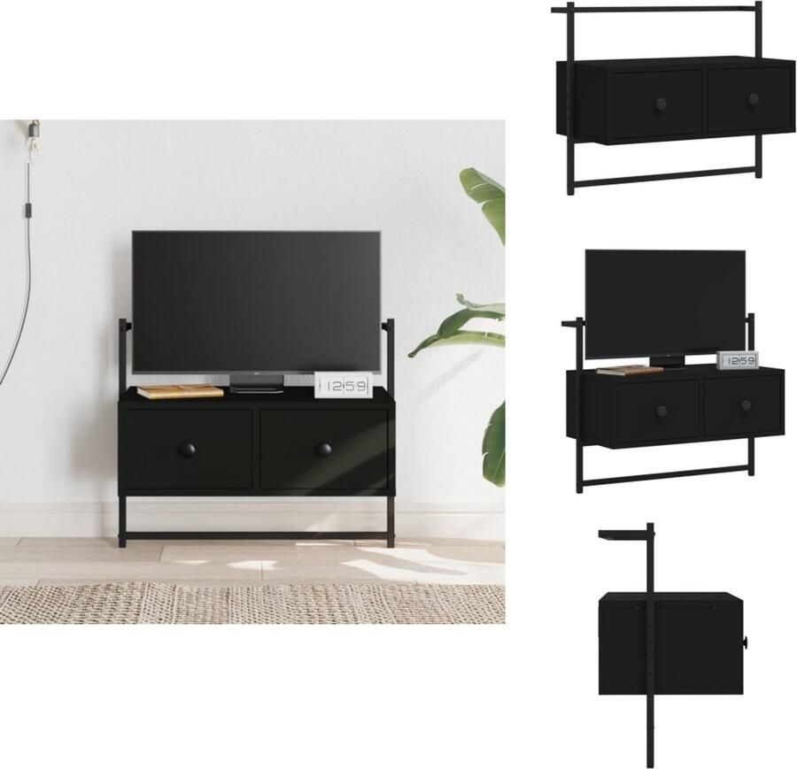 VidaXL Tv-meubel Tv-meubelen Tv Kast Opbergkast Tv-meubel wandgemonteerd 60 5x30x51 cm bewerkt hout zwart