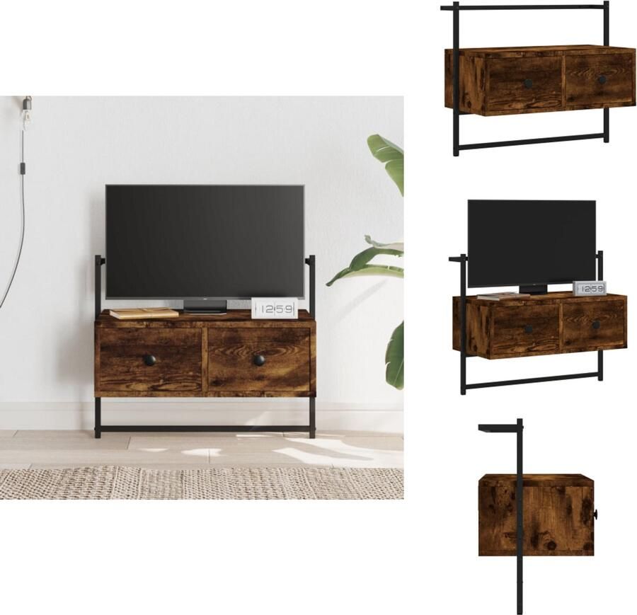 VidaXL Tv-meubel Tv-meubelen Tv Kast Opbergkast Tv-meubel wandgemonteerd 60 5x30x51 cm hout gerookt eikenkleur