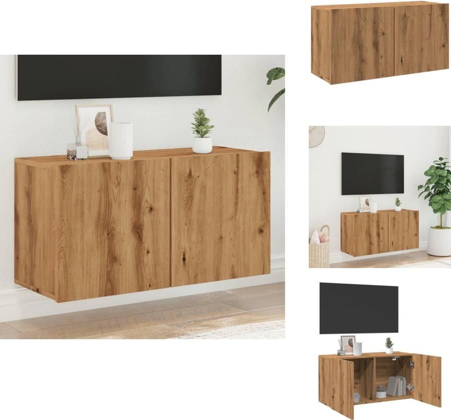 VidaXL Tv-meubel Tv-meubelen Tv Kast Opbergkast Tv-meubel wandgemonteerd 80x30x41 cm artisanaal eikenkleurig