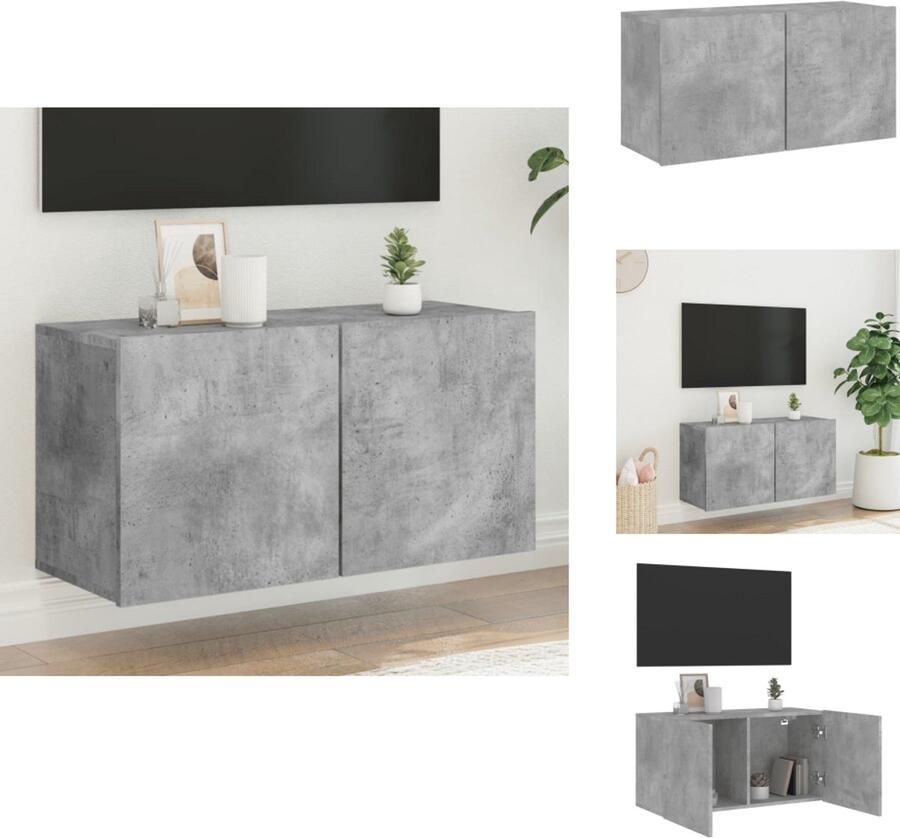VidaXL Tv-meubel Tv-meubelen Tv Kast Opbergkast Tv-meubel wandgemonteerd 80x30x41 cm betongrijs