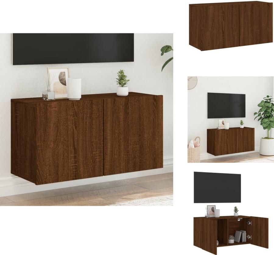 VidaXL Tv-meubel Tv-meubelen Tv Kast Opbergkast Tv-meubel wandgemonteerd 80x30x41 cm bruin eikenkleur