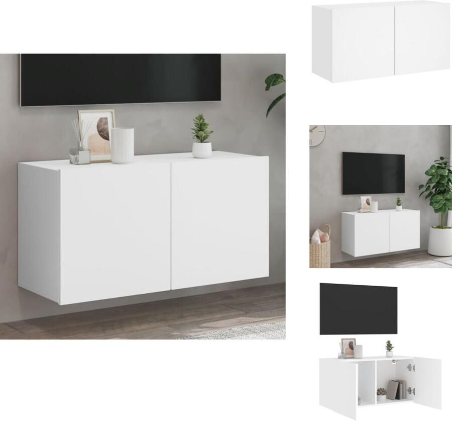 VidaXL Tv-meubel Tv-meubelen Tv Kast Opbergkast Tv-meubel wandgemonteerd 80x30x41 cm wit