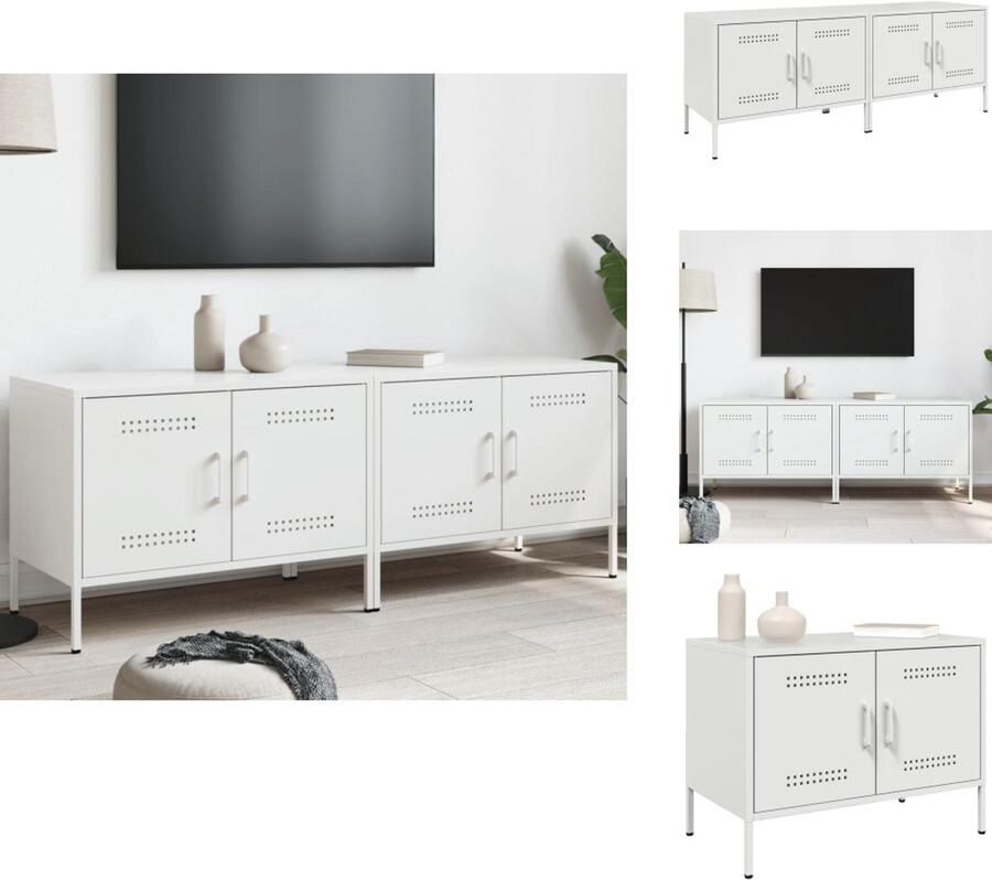 VidaXL Tv-meubel Tv-meubelen Tv Kast Opbergkast Tv-meubelen 2 st 68x39x50 5 cm staal wit