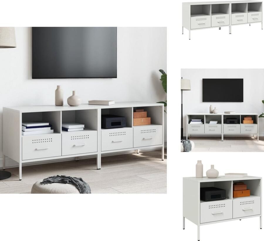VidaXL Tv-meubel Tv-meubelen Tv Kast Opbergkast Tv-meubelen 2 st 68x39x50 5 cm staal wit