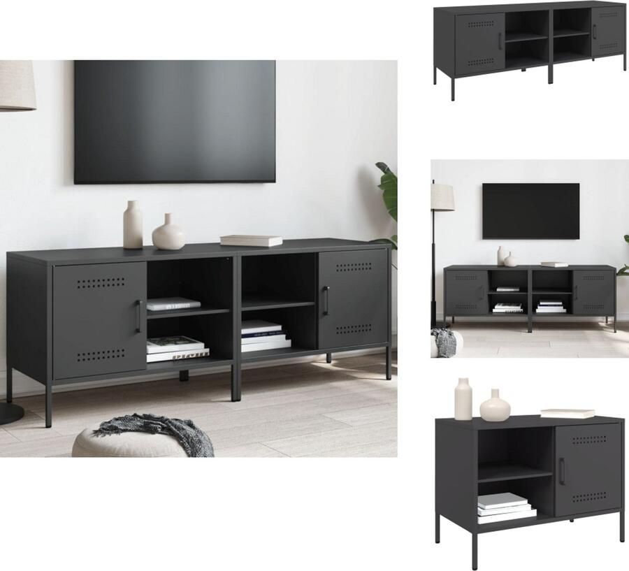 VidaXL Tv-meubel Tv-meubelen Tv Kast Opbergkast Tv-meubelen 2 st 68x39x50 5 cm staal zwart