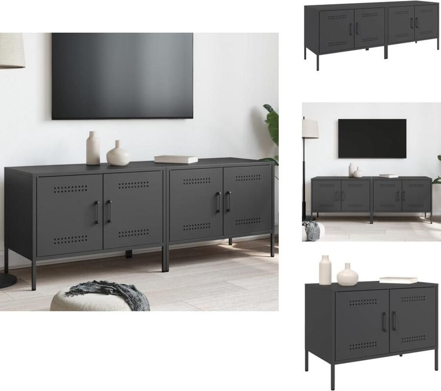 VidaXL Tv-meubel Tv-meubelen Tv Kast Opbergkast Tv-meubelen 2 st 68x39x50 5 cm staal zwart