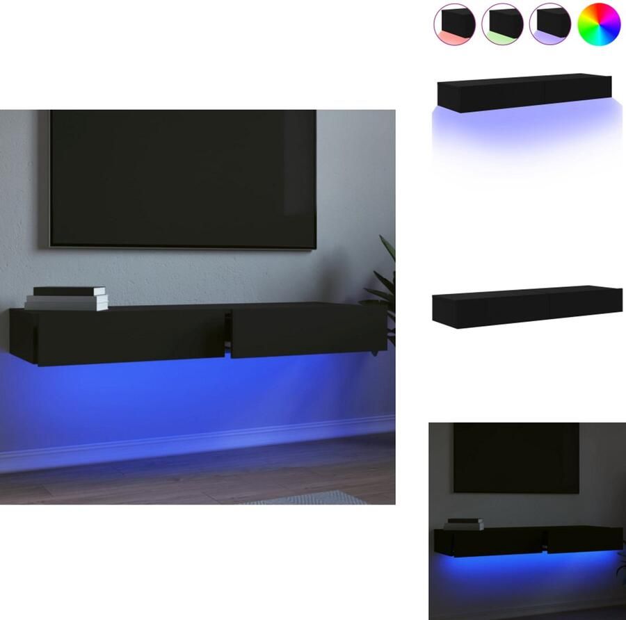 VidaXL Tv-meubel Tv-meubelen Tv Kast Opbergkast Tv-meubelen 2 st met LED-verlichting 60x35x15 5 cm zwart