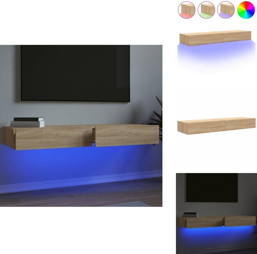 VidaXL Tv-meubel Tv-meubelen Tv Kast Opbergkast Tv-meubelen 2 st met LED-verlichting 60x35x15 5 cm sonoma eiken