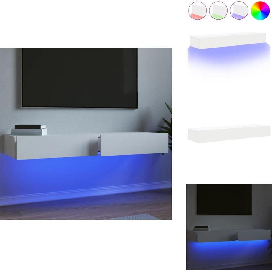 VidaXL Tv-meubel Tv-meubelen Tv Kast Opbergkast Tv-meubelen 2 st met LED-verlichting 60x35x15 5 cm wit