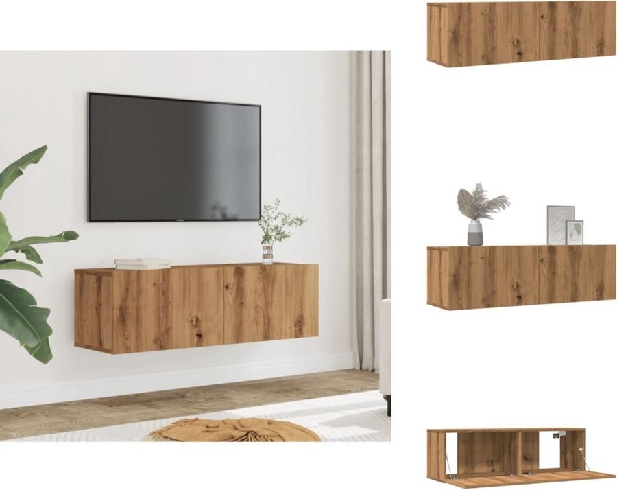 VidaXL Tv-meubel Tv-meubelen Tv Kast Opbergkast Tv-meubels 2 st wandgemonteerd 100x30x30 cm artisanaal eiken