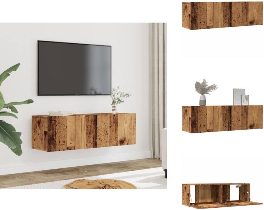 VidaXL Tv-meubel Tv-meubelen Tv Kast Opbergkast Tv-meubels 2 st wandgemonteerd 100x30x30 cm oud houtkleurig