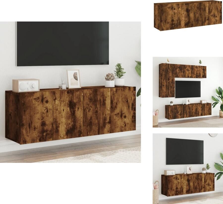 VidaXL Tv-meubel Tv-meubelen Tv Kast Opbergkast Tv-meubels 2 st wandgemonteerd 60x30x41 cm gerookt eikenkleurig