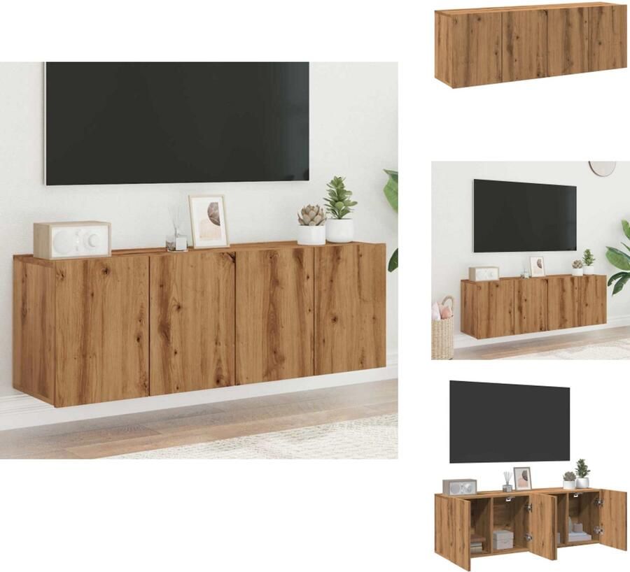 VidaXL Tv-meubel Tv-meubelen Tv Kast Opbergkast Tv-meubels 2 st wandgemonteerd 60x30x41cm artisanaal eikenkleur