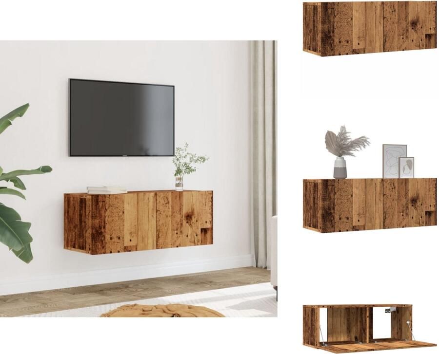 VidaXL Tv-meubel Tv-meubelen Tv Kast Opbergkast Tv-meubels 2 st wandgemonteerd 80x30x30 cm oud houtkleurig