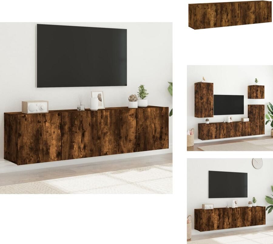 VidaXL Tv-meubel Tv-meubelen Tv Kast Opbergkast Tv-meubels 2 st wandgemonteerd 80x30x41 cm gerookt eikenkleurig