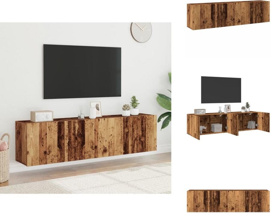 VidaXL Tv-meubel Tv-meubelen Tv Kast Opbergkast Tv-meubels 2 st wandgemonteerd 80x30x41 cm oud houtkleurig