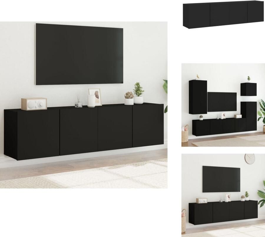 VidaXL Tv-meubel Tv-meubelen Tv Kast Opbergkast Tv-meubels 2 st wandgemonteerd 80x30x41 cm zwart