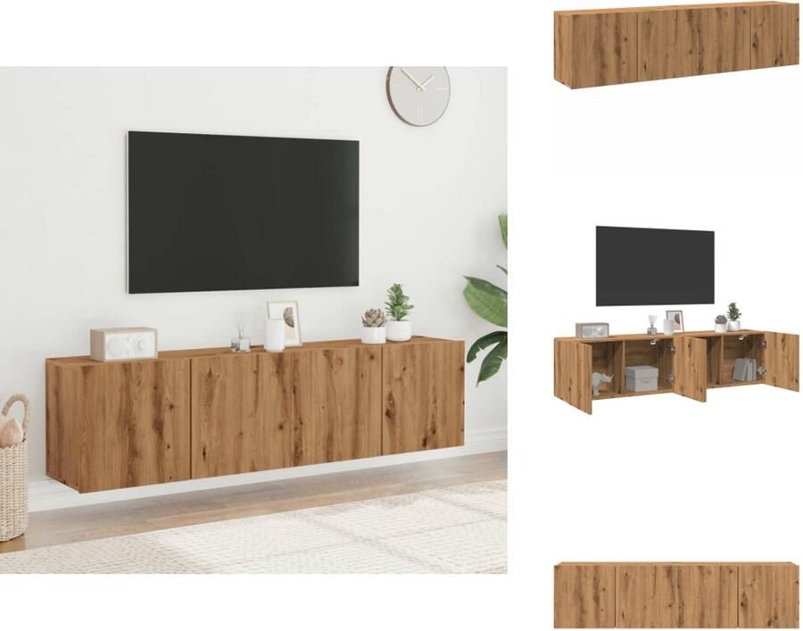 VidaXL Tv-meubel Tv-meubelen Tv Kast Opbergkast Tv-meubels 2 st wandgemonteerd 80x30x41cm artisanaal eikenkleur