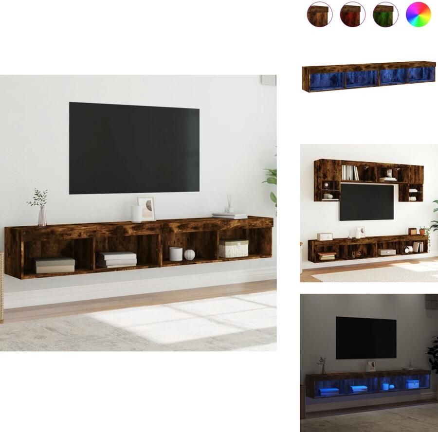 VidaXL Tv-meubel Tv-meubelen Tv Kast Opbergkast Tv-meubels met LED-verlichting 2 st 100x30x30 cm gerookt eiken