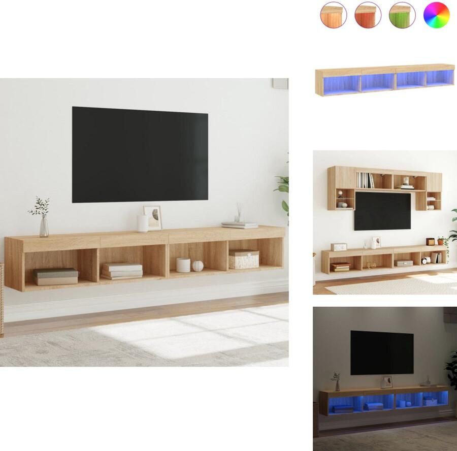 VidaXL Tv-meubel Tv-meubelen Tv Kast Opbergkast Tv-meubels met LED-verlichting 2 st 100x30x30 cm sonoma eiken