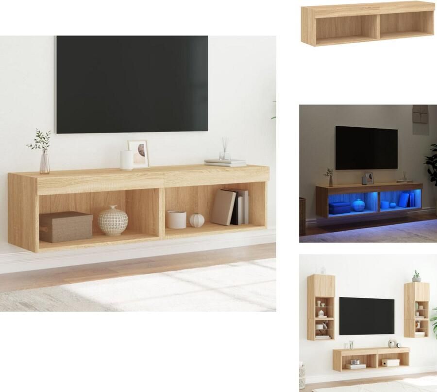 VidaXL -Tv-meubels-met-LED-verlichting-2-st-60x30x30-cm-sonoma-eiken - Foto 4