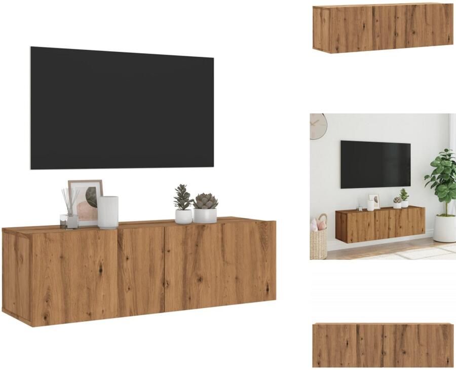 VidaXL Tv-meubel Tv-meubelen Tv Kast Opbergkast Tv-wandmeubel 100x30x30 cm bewerkt hout artisanaal eikenkleurig