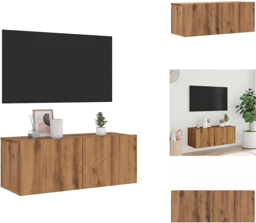 VidaXL Tv-meubel Tv-meubelen Tv Kast Opbergkast Tv-wandmeubel 80x30x30 cm bewerkt hout artisanaal eikenkleurig