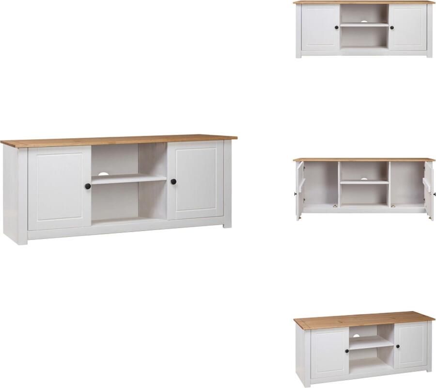 VidaXL Tv-meubel Tv-meubelen Tv-kast Televisiemeubel Tv-kast Panama Range 120x40x50 cm massief grenenhout wit