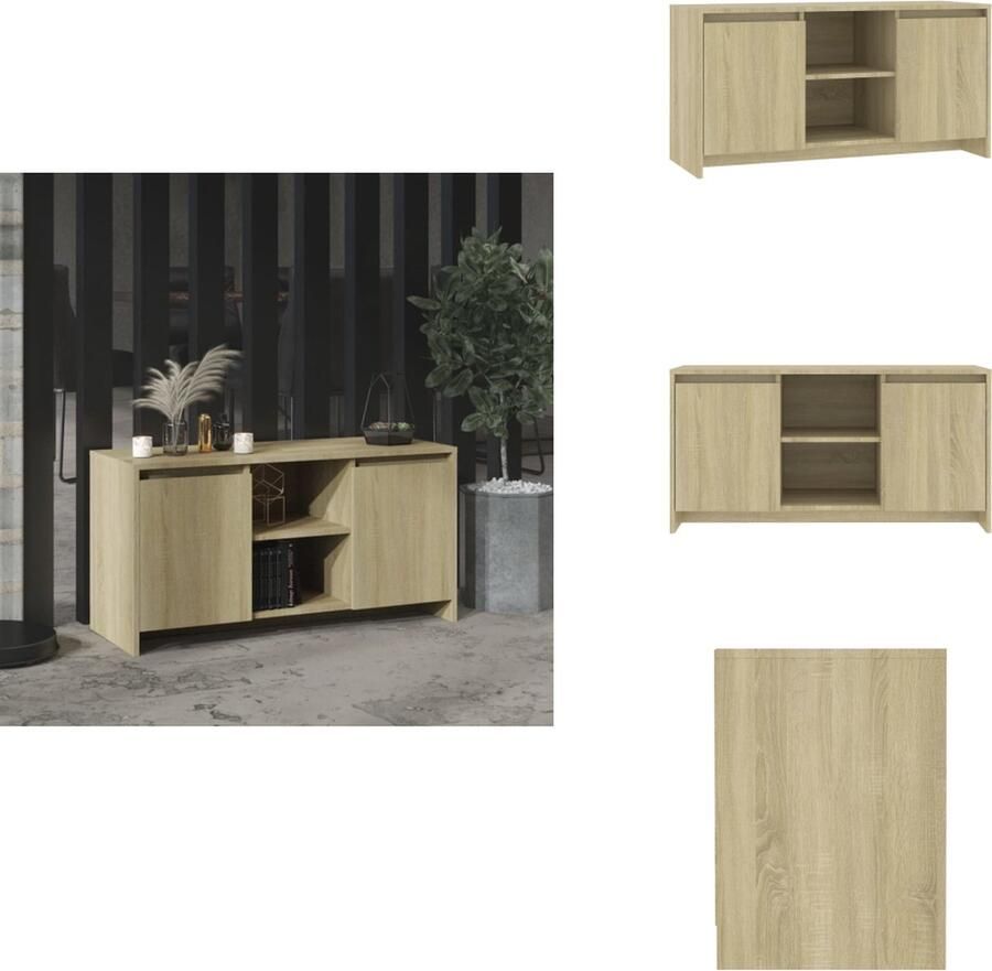 VidaXL Tv-meubel Tv-meubelen Tv-kast Televisiemeubel Tv-meubel 102x37 5x52 5 cm bewerkt hout sonoma eikenkleurig