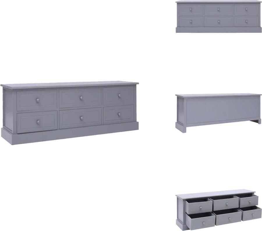 VidaXL Tv-meubel Tv-meubelen Tv-kast Televisiemeubel Tv-meubel 108x30x40 cm massief paulowniahout donkergrijs