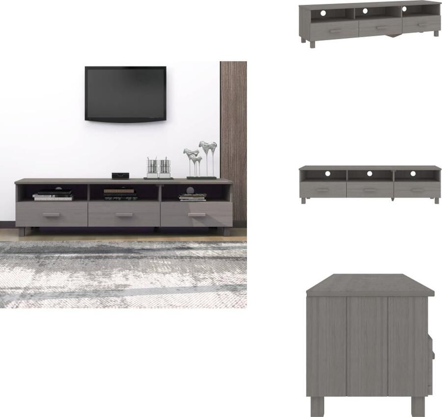 VidaXL Tv-meubel Tv-meubelen Tv Meubel Tv Kast Tv-meubel HAMAR 158x40x40 cm massief grenenhout lichtgrijs