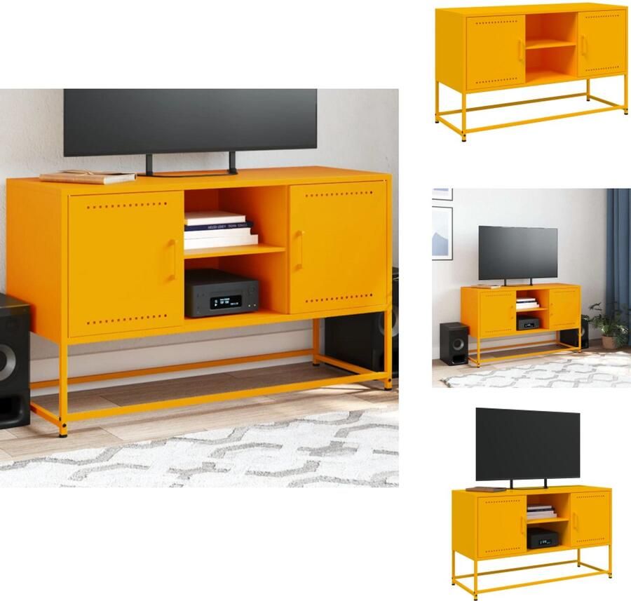VidaXL Tv-meubel Tv-meubelen Tv-meubel Tv-meubelen Tv-meubel 100 5x39x60 5 cm staal mosterdgeel