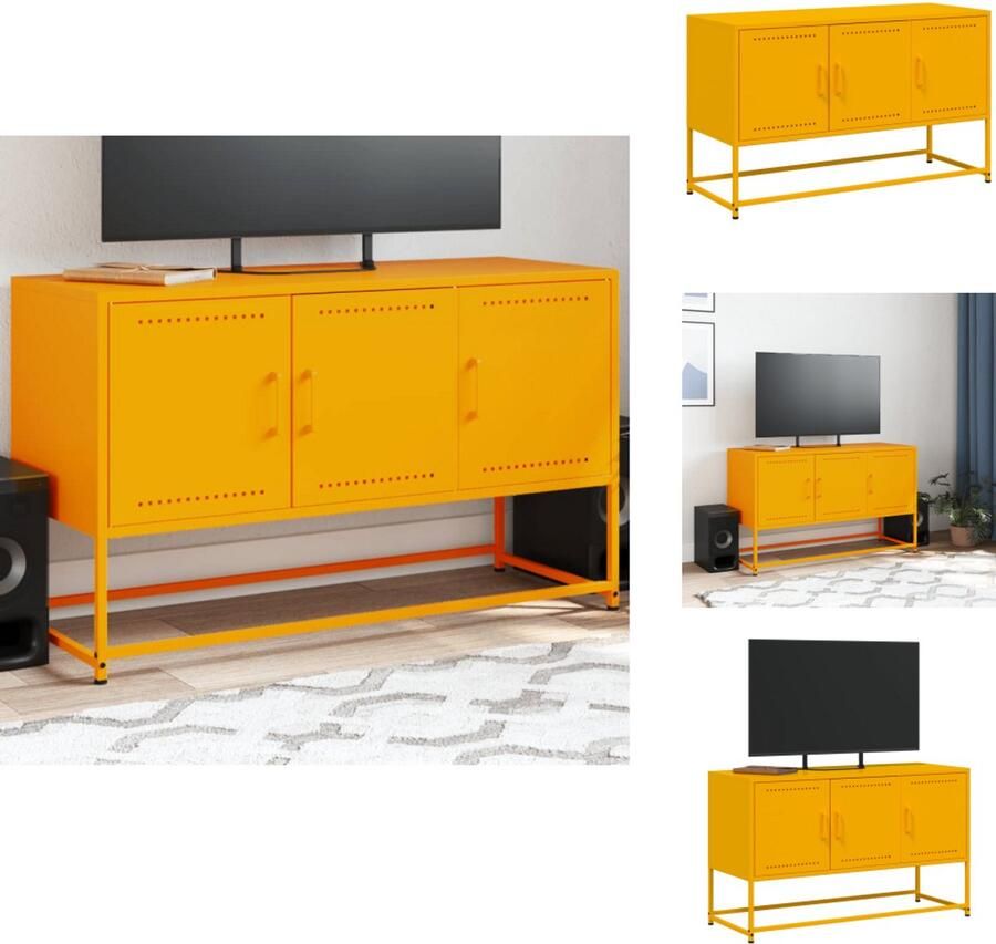 VidaXL Tv-meubel Tv-meubelen Tv-meubel Tv-meubelen Tv-meubel 100 5x39x60 5 cm staal mosterdgeel