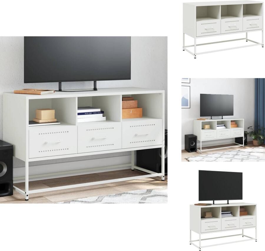 VidaXL Tv-meubel Tv-meubelen Tv-meubel Tv-meubelen Tv-meubel 100 5x39x60 5 cm staal wit