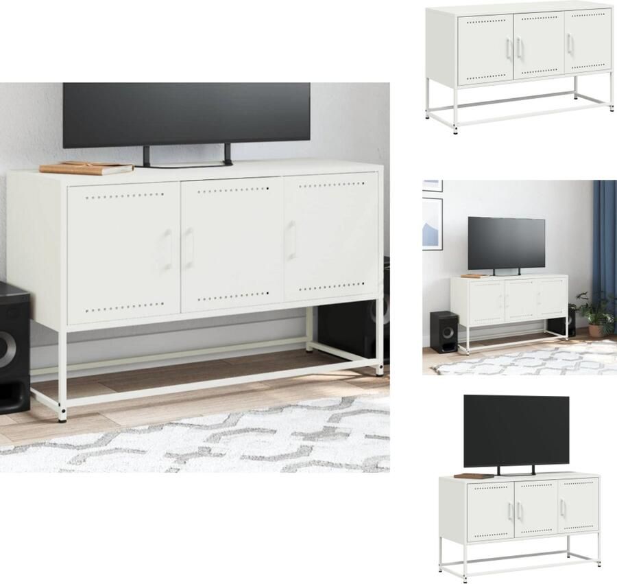 VidaXL Tv-meubel Tv-meubelen Tv-meubel Tv-meubelen Tv-meubel 100 5x39x60 5 cm staal wit - Foto 2