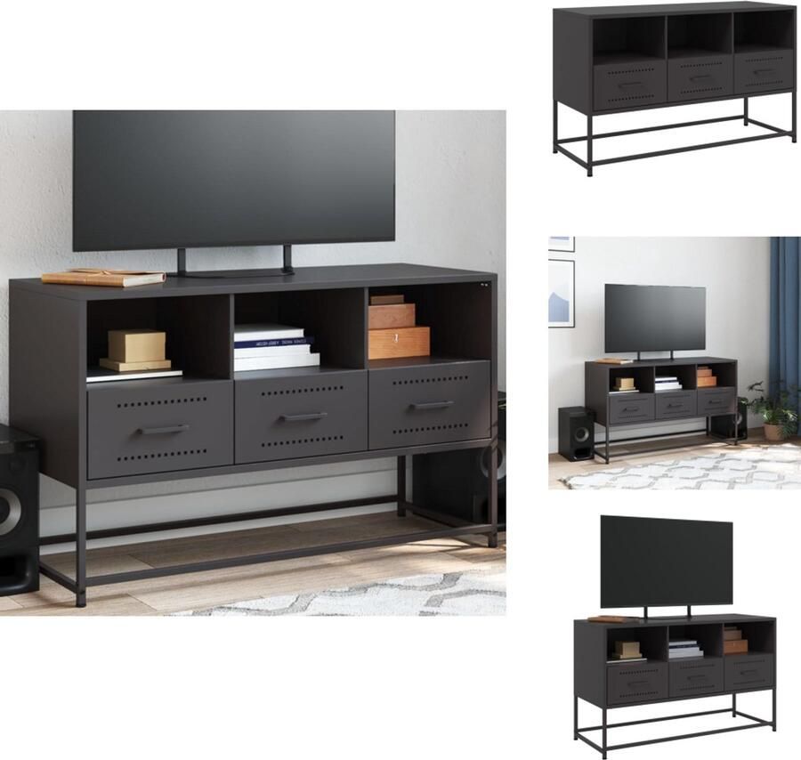 VidaXL Tv-meubel Tv-meubelen Tv-meubel Tv-meubelen Tv-meubel 100 5x39x60 5 cm staal zwart