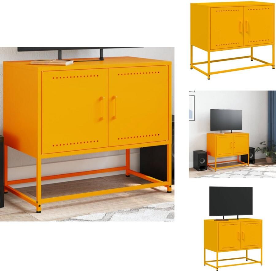 VidaXL Tv-meubel Tv-meubelen Tv-meubel Tv-meubelen Tv-meubel 68 5x39x60 5 cm staal mosterdgeel