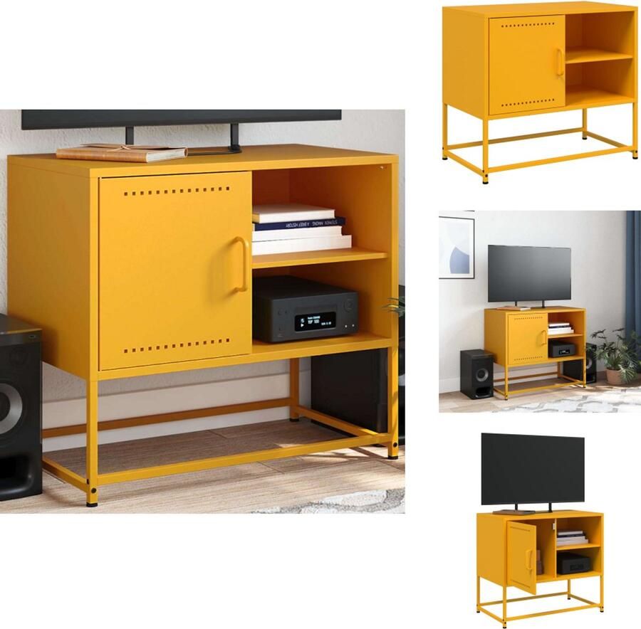 VidaXL Tv-meubel Tv-meubelen Tv-meubel Tv-meubelen Tv-meubel 68x39x60 5 cm staal mosterdgeel