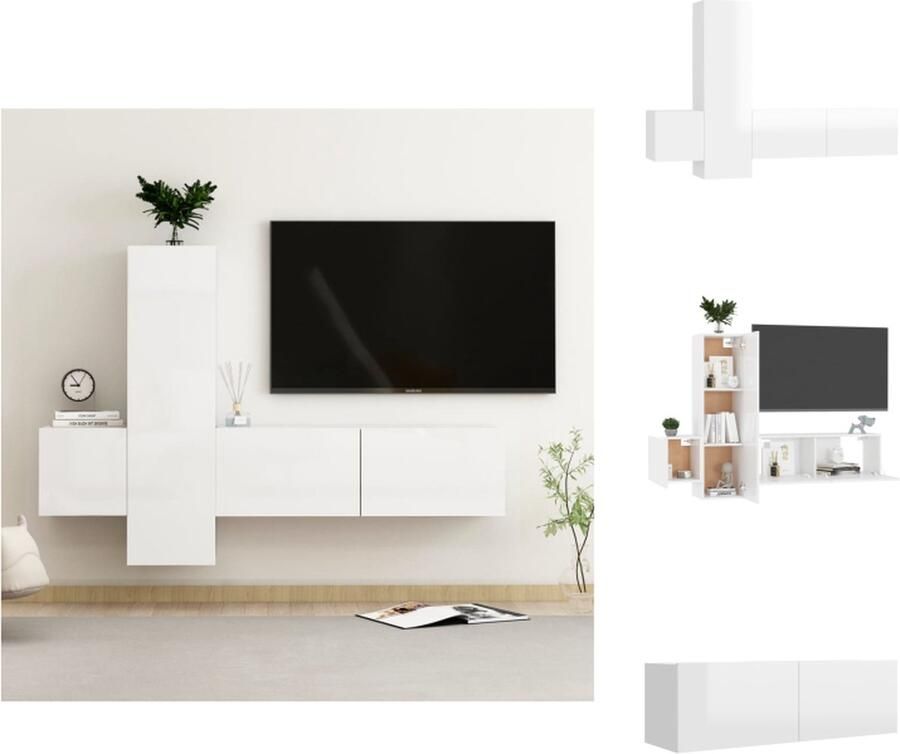VidaXL Televisiemeubel Stereokast Hoogglans wit 100 x 30 x 30 cm 30.5 x 30 x 110 cm 30.5 x 30 x 30 cm Kast