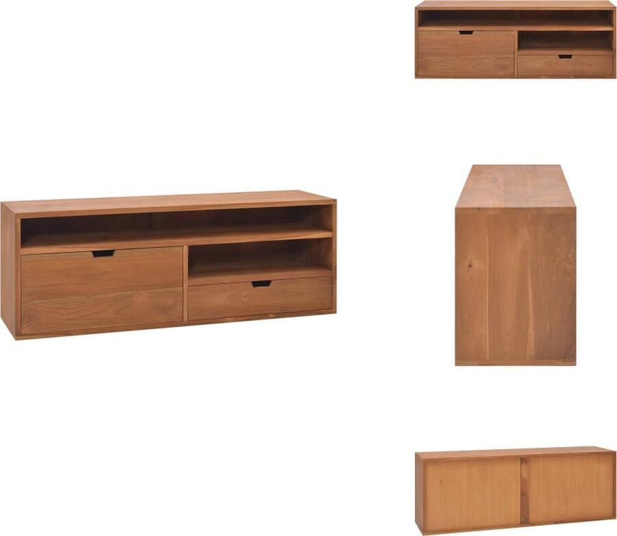 VidaXL Tv-meubel Tv-meubelen Tv-meubels Tv-meubilair Tv-meubel 110x30x40 cm massief teakhout