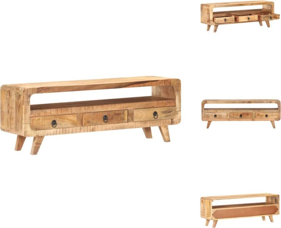 VidaXL Tv-meubel Tv-meubelen Tv-meubels Tv-meubilair Tv-meubel 117x30x41 cm massief ruw mangohout