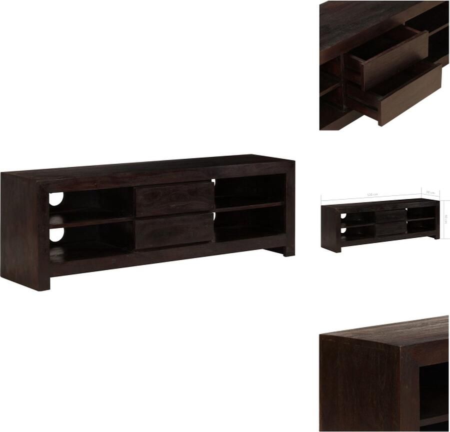 VidaXL Tv-meubel Tv-meubelen Tv-meubels Tv-meubilair Tv-meubel 120x30x40 cm massief acaciahout donkerbruin