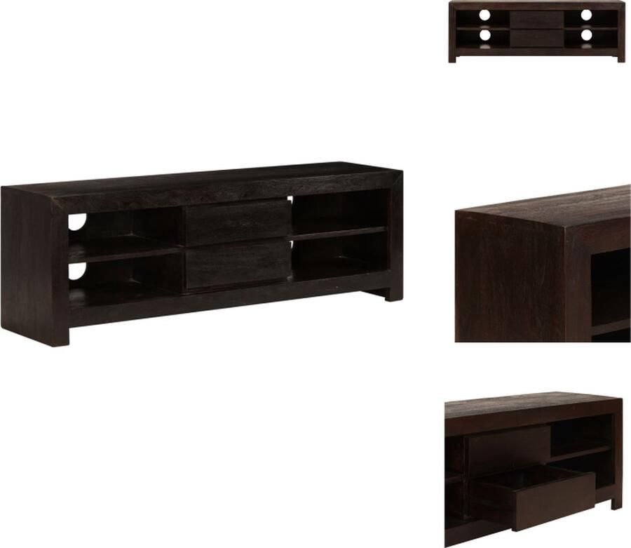 VidaXL Tv-meubel Tv-meubelen Tv-meubels Tv-meubilair Tv-meubel 120x30x40 cm massief acaciahout donkerbruin - Foto 2