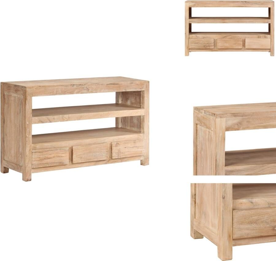 VidaXL Tv-meubel Tv-meubelen Tv-meubels Tv-meubilair Tv-meubel 90x30x55 cm massief acaciahout lichtbruin