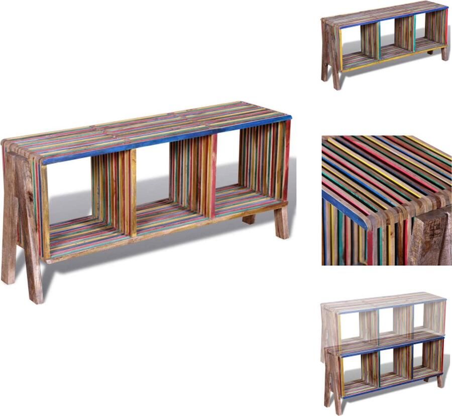 VidaXL Tv-meubel Tv-meubelen Tv-meubilair Televisiekast Tv-meubel met 3 vakken kleurrijk gerecycled teak stapelbaar